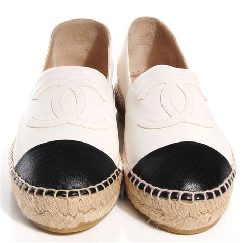 black and white chanel espadrilles